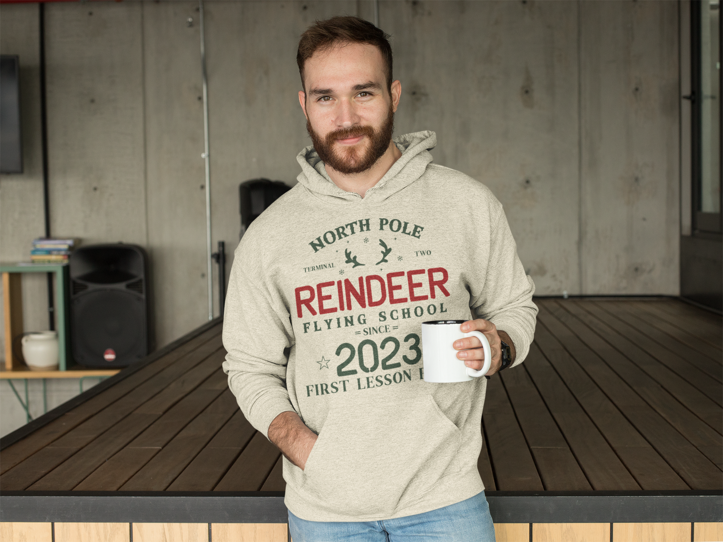 Reindeer Flying School christmas hoodie