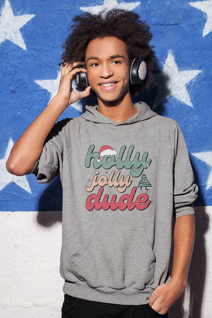 holly jolly dude christmas hoodie