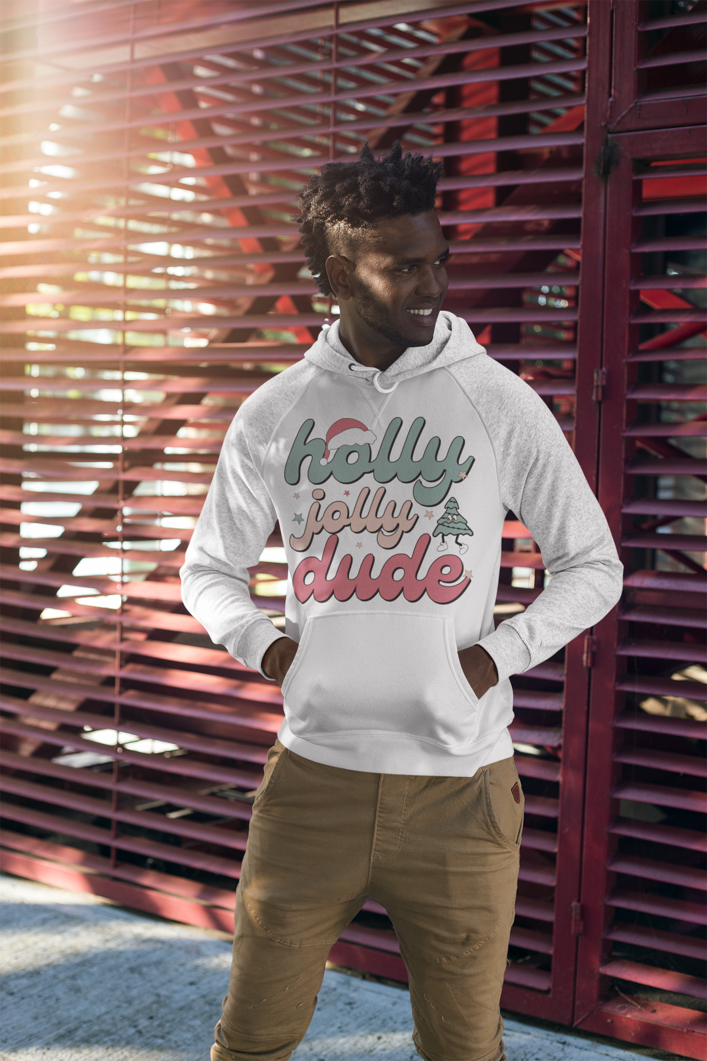 holly jolly dude christmas hoodie