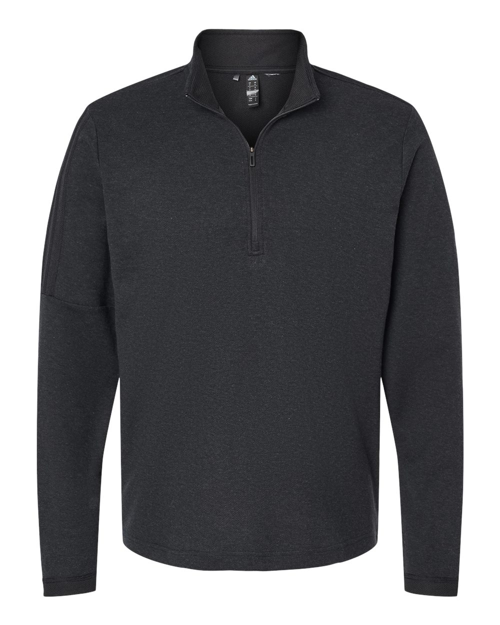 Adidas A554 Men's 3-Stripes Quarter-Zip Sweater Pullover in Black Melange