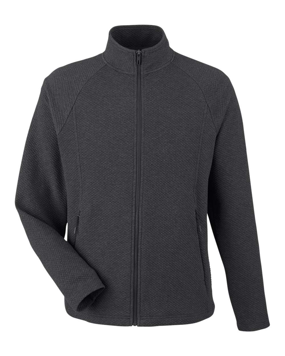 North End NE727 Men's Spirit Textured Full-Zip in Black Heather