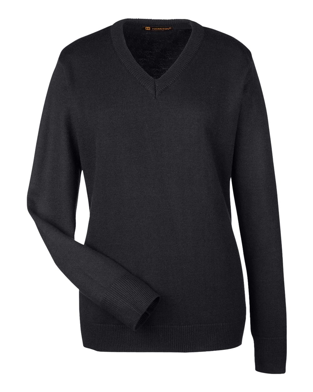 Harriton M420W Women's Pilbloc V-Neck Sweater in Black