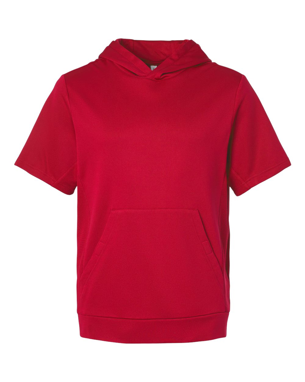 Team 365 TT404 Unisex Squad Tech Fleece Hooded Short-Sleeve Sweatshirt in Sport Red