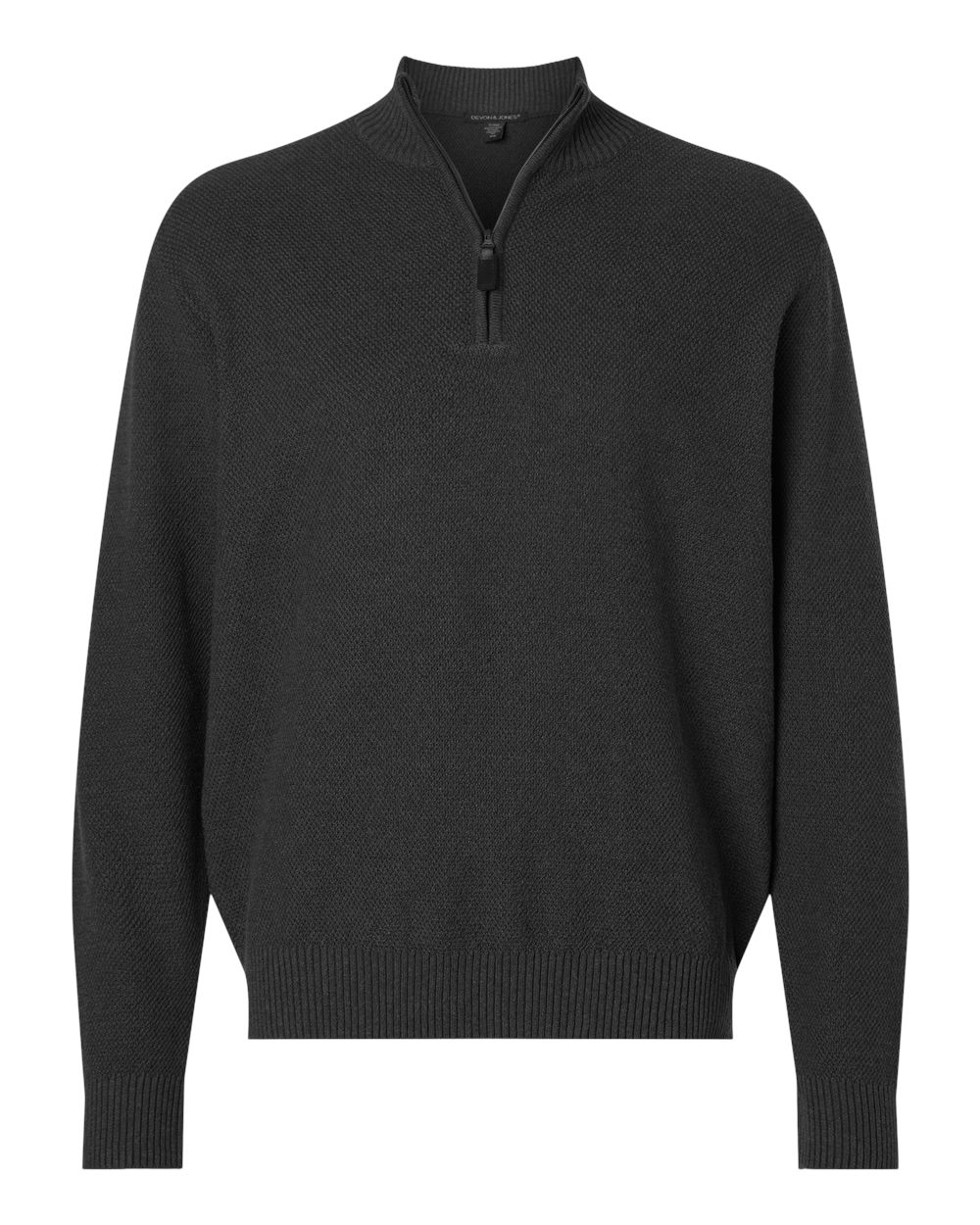 Devon & Jones DG450 Men's Hartland Textured Quarter Zip Sweater in Black Melange