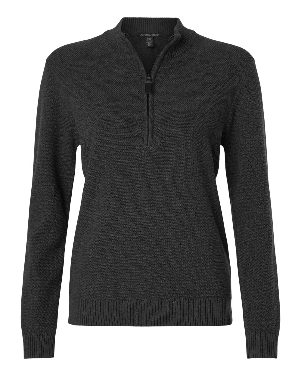 Devon & Jones DG450W Women's Hartland Textured Quarter Zip Sweater in Black Melange