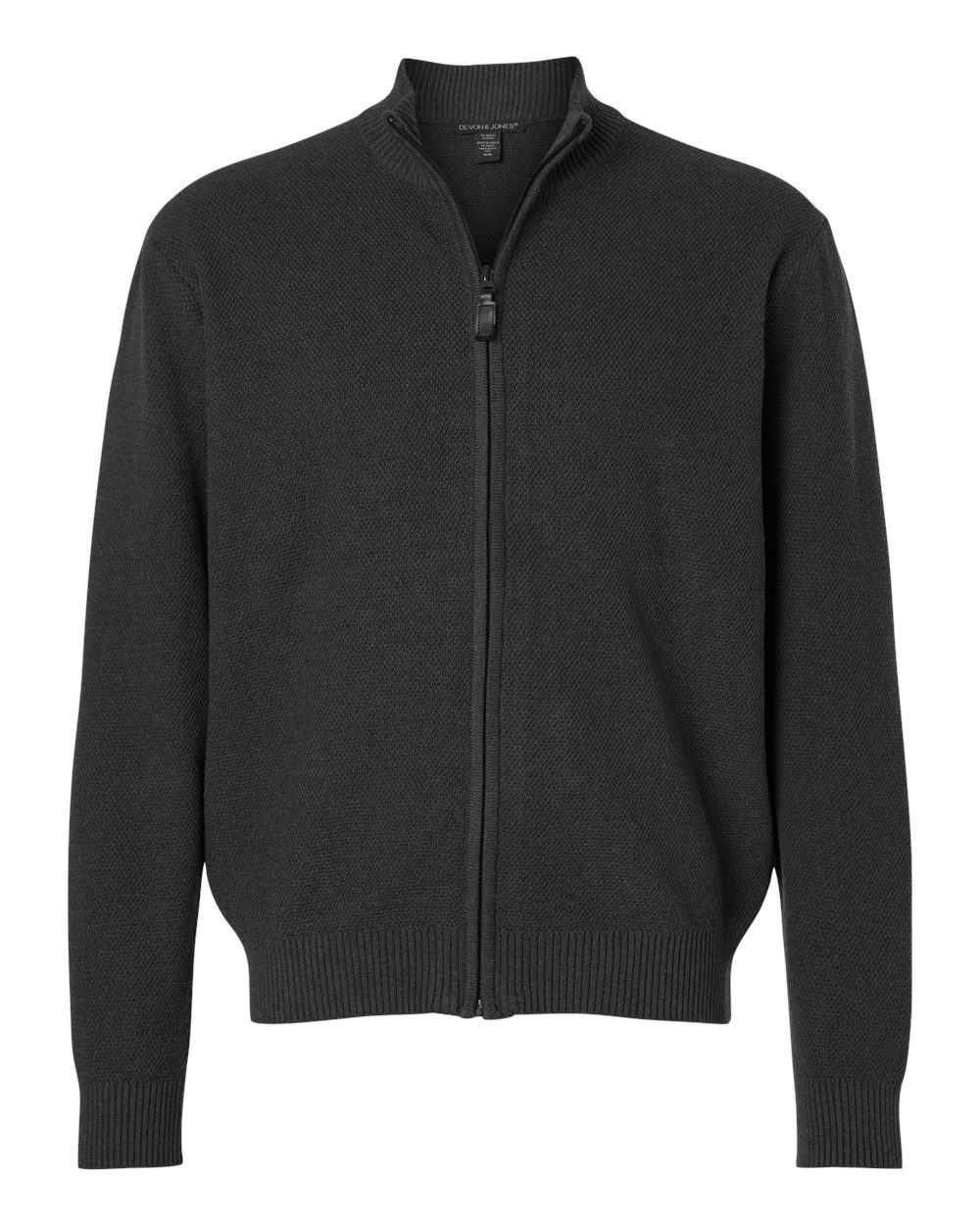 Devon & Jones DG451 Men's Hartland Textured Full Zip Sweater in Black Melange