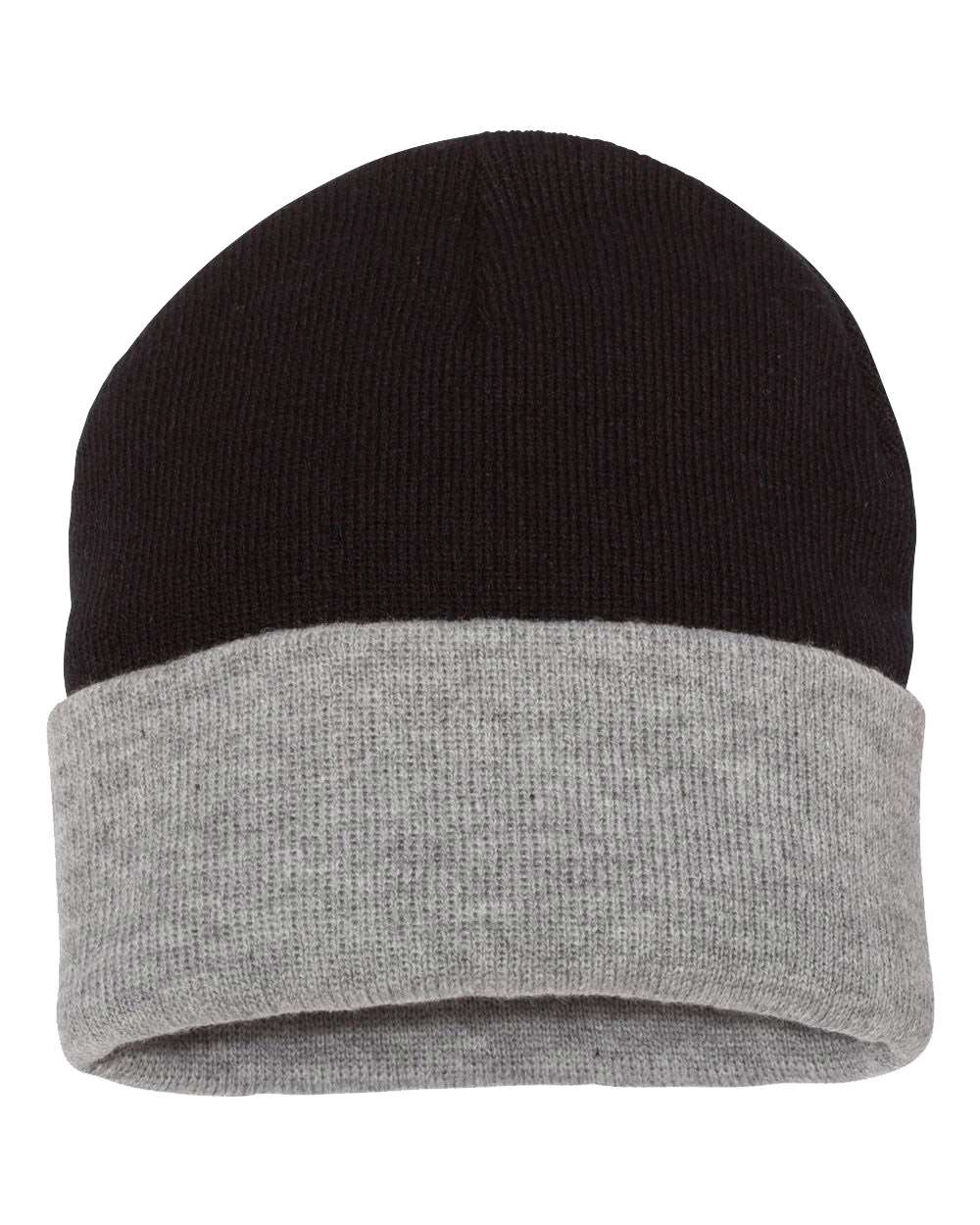 Sportsman SP12T 12" Color Blocked Cuffed Beanie in Black/ Heather